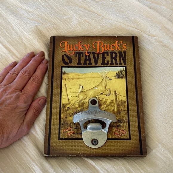 Lucky Buck's Tavern Wall Bottle Opener - Brown and Silver - Picture 4 of 4